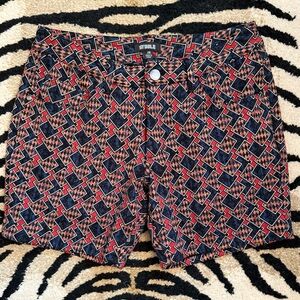 ST33LE  Men's Navy/Red Diamonds Stretch Knit Shorts Size 28 EUC